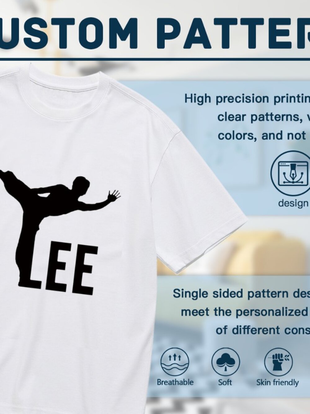 Lee White Short Sleeve Tee with Black Martial Arts Graphic - Picture 2 of 5